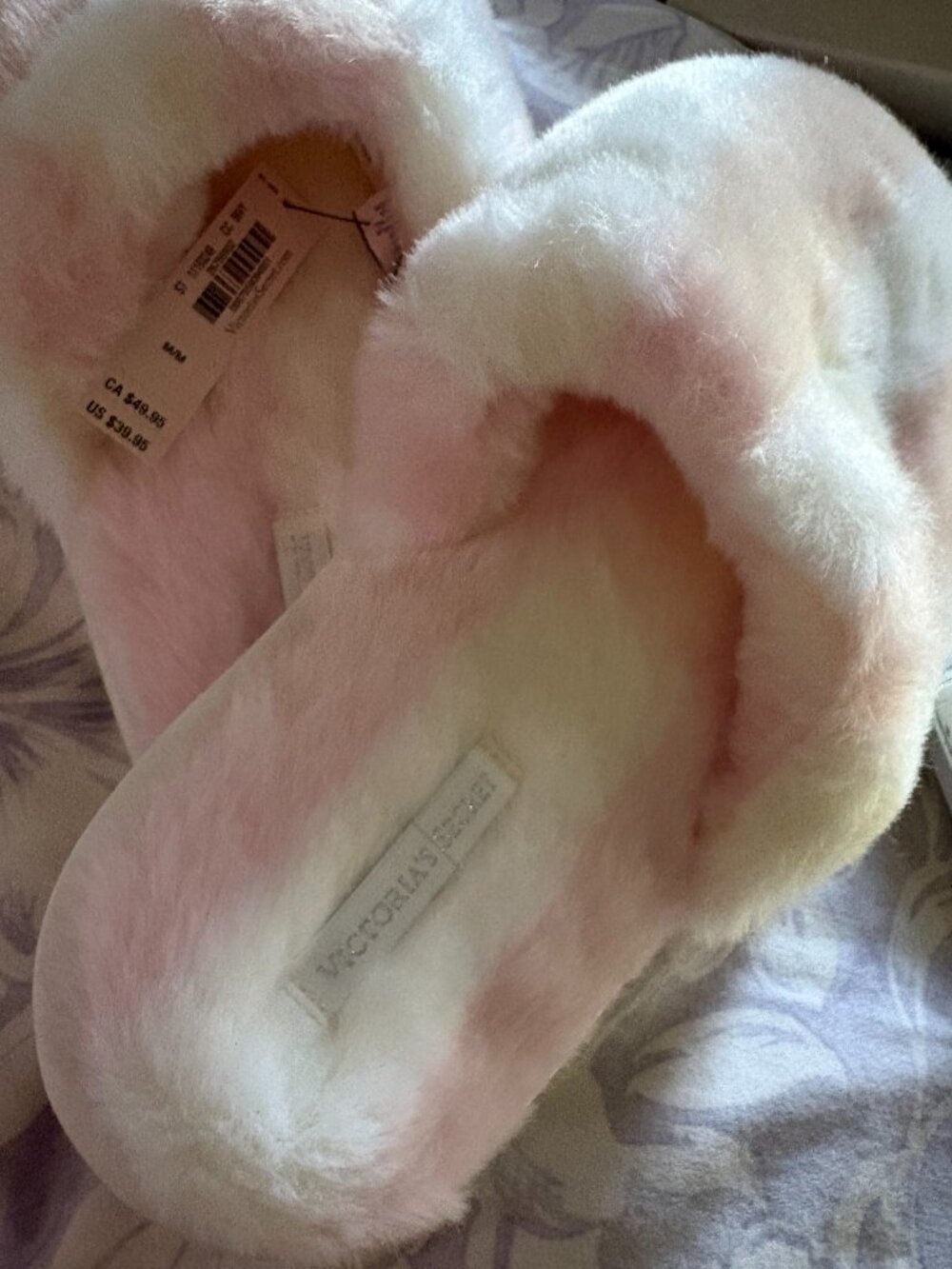 New! Vintage Victoria's Secret Slippers Boudoir 7/8 Closed-Toe Faux Fur Heritage